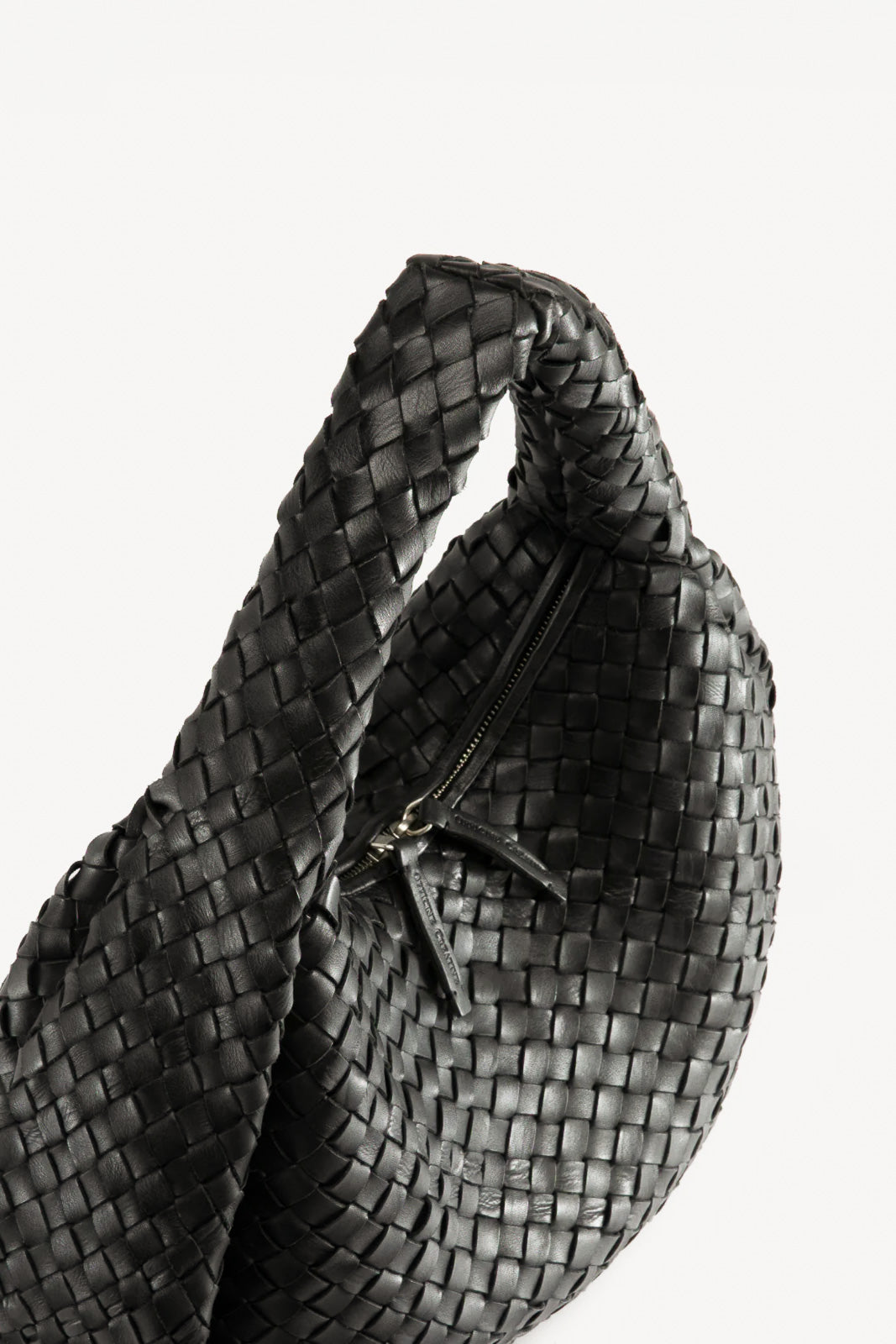 Handbag Bolina | Black Woven Calf Leather
