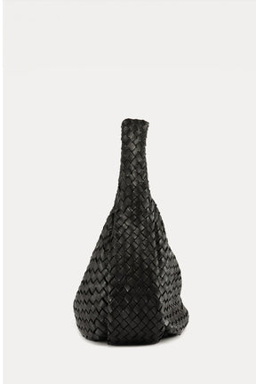Handbag Bolina | Black Woven Calf Leather