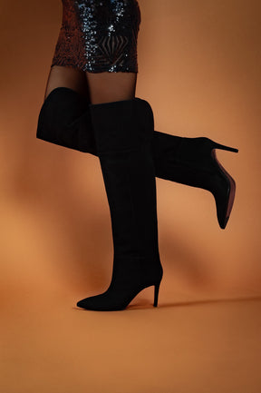 Over-Knee Boot Aveline 8cm | Midnight Black Suede
