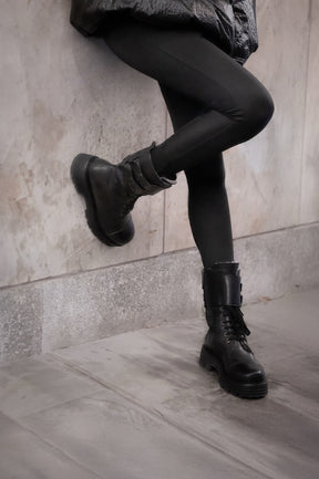 Shearling Boot Gilda | Black Buffalo Leather