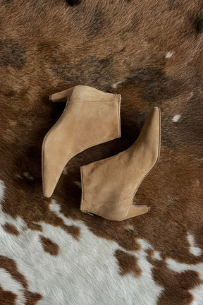 Mid-Heel Ankle Boot Cara | Warm Beige Soft Suede
