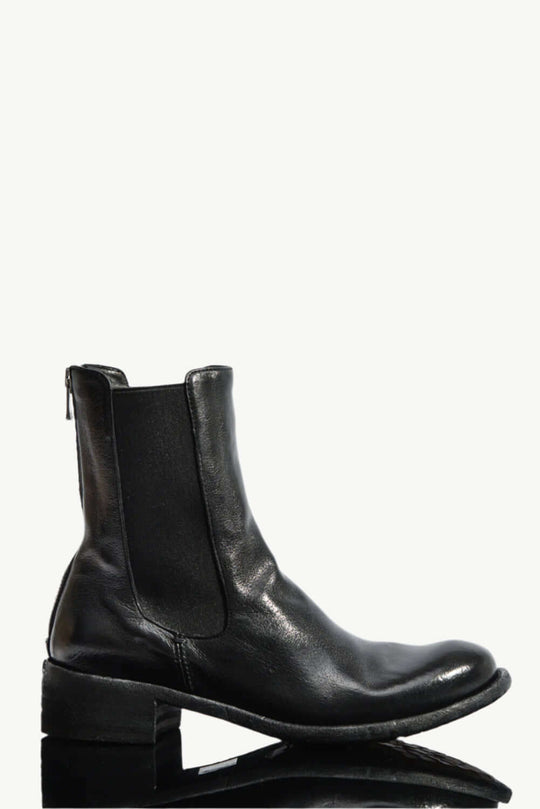 Zipper Boot Lison | Black Washed Buffalo Leather