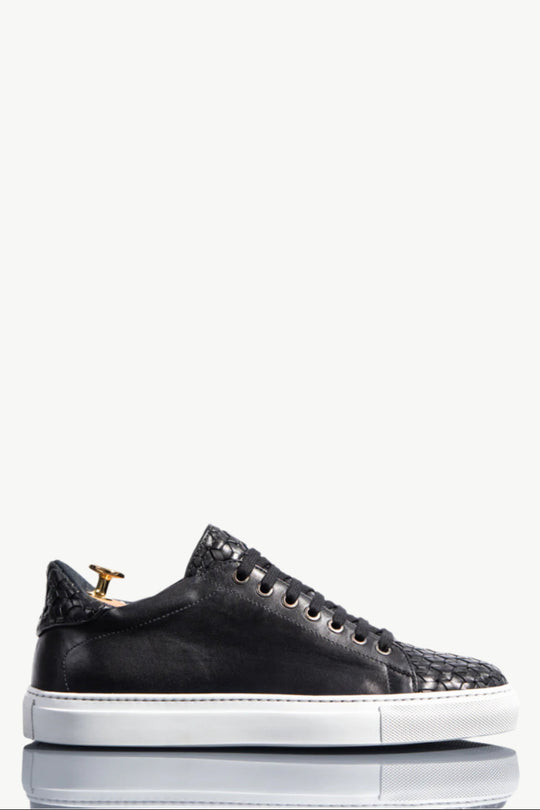 Men's Braided Sneaker | Black Calf Leather