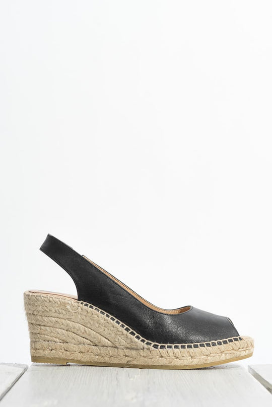 Espadrille Wedge Palamos | Black Nappa Leather