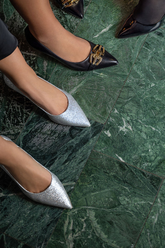 Classic Pump Stiletto 8cm | Crystal Silver Glitter